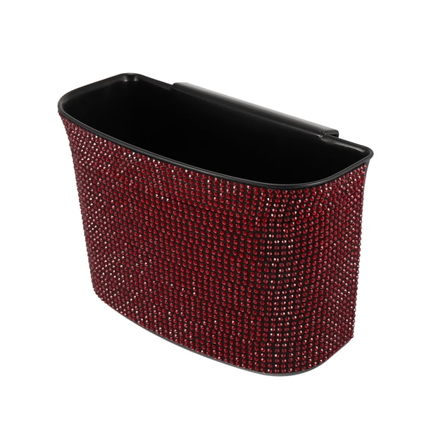 Bling Imitación Cristal Coche Basura Lata Colgante Papelera Recipiente Rojo