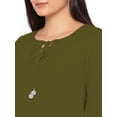 thumbnail image 4 of eloria Women's Midi Dress Bell Sleeve Key Hole Tie Neck Summer Dress Size: L | Color: Olive Green, 4 of 5
