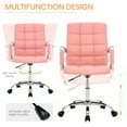thumbnail image 4 of PU Leather Office Chair with Arms, Adjustable Height, Swivel Rolling Desk Chair, Mid-Back Upholstered Modern Chair for Home, Study, or Vanity, Light Pink, 4 of 10