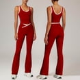 thumbnail image 2 of Frostluinai 2 Piece Workout Sets for Women High Waist Yoga Flare Legging with Color Block Sport Tank Tops for Athletic Gym Outfits Red L, 2 of 8