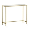 thumbnail image 2 of VASAGLE Mesa de Consola, Mesa de Entrada, Extremo del Sofá, Tablero de Vidrio Templado, Marco de Metal, Resistente, Patas Ajustables, para Salón, Entrada, Pasillo, Dorado y Transparente, 2 of 5
