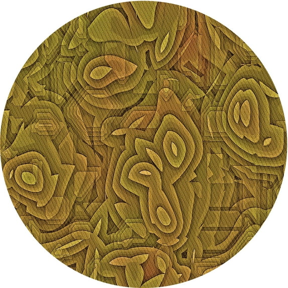 Ahgly Company Indoor Round Patterned Dark Bronze Brown Area Rugs, 8' Round