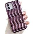 thumbnail image 1 of Funda para iPhone con diseño de ondas 3D y bordes rizados, de silicona suave, fina, a prueba de golpes (morado brillante, iPhone 12 Pro Max), 1 of 8
