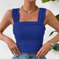thumbnail image 3 of SNKSDGM Female Women Tank Tops Loose Summer Tank Tops for Women Plus Size Women's Solid Color Fashionable Sleeveless Open Navel Square Neck Shoulder Strap Vest Top S, 3 of 8