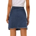 thumbnail image 3 of Allegra K Women's Solid Color A-Line High Waist Casual Denim Skirt, 3 of 6