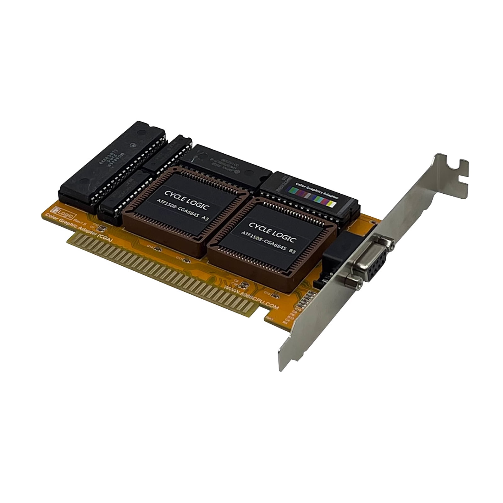 CGA Graphics Card with ISA Interface for Pentium Celeron Processors, 16KB Memory, RGBI 9-pin Output