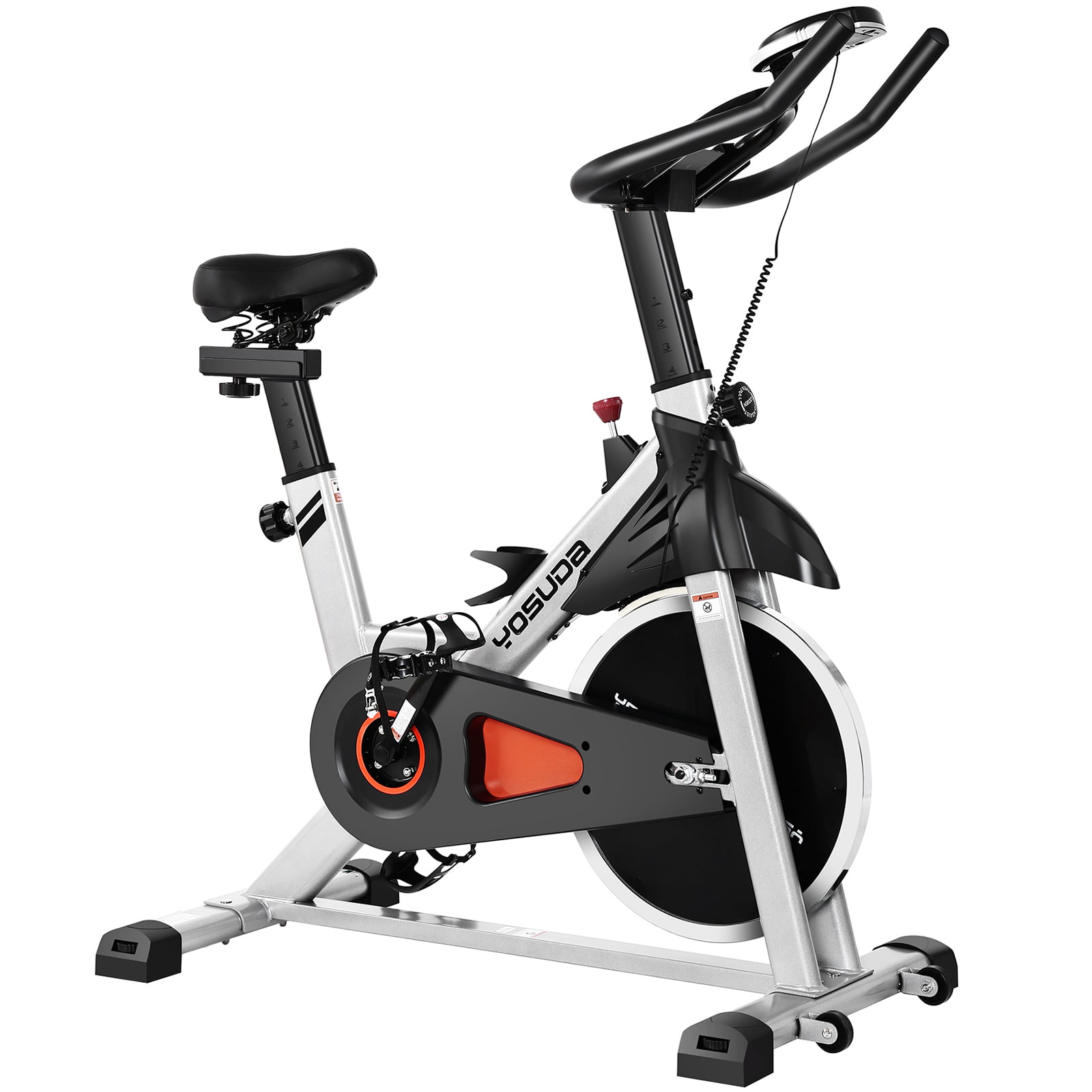JAJALUYA Exercise Bikes Indoor Cycling Bicycle with Ipad Mount and Comfortable Seat Cushion Stationary Bike with LCD Monitor Silent Spin Cycle Bike for Home Cardio Gym 