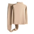 thumbnail image 3 of Women's Plus Size Fleece Loungewear Set - Long Sleeve Solid Thick Warm Pajamas & Pants - Camel - L, 3 of 5