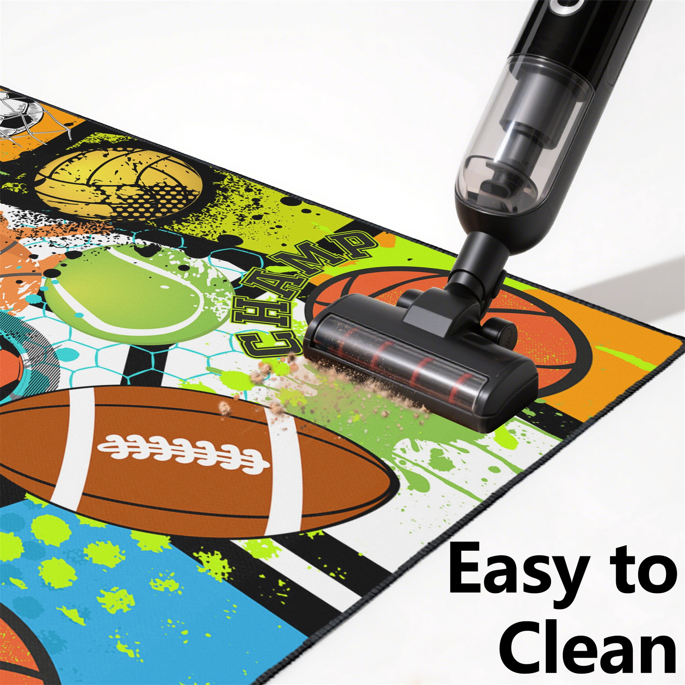 Sport Rug with Football,Basketball and Baseball Prints,Non-Slip 3x5ft Area Rugs for Bedroom Living Room Decor