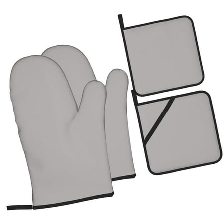 

Haiem Gary Print Extra Long Oven Mitts and Pot Holders 4pc Sets: Heat Resistant Silicone Oven Mittens with Mini Oven Gloves and Hot Pads Potholders