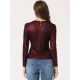 thumbnail image 4 of Disfraz de navidad Allegra K Camisa de manga larga brillante metálico brillante Negro Rojo S, 4 of 5