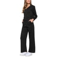 thumbnail image 4 of Conjuntos de chándal para mujer INSPIRE CHIC, sudaderas de cuello alto con pantalones de pierna ancha S en negro, 4 of 6