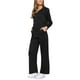 thumbnail image 4 of Conjuntos de chándal para mujer INSPIRE CHIC, sudaderas de cuello alto casuales con pantalones de pierna ancha L negro, 4 of 6