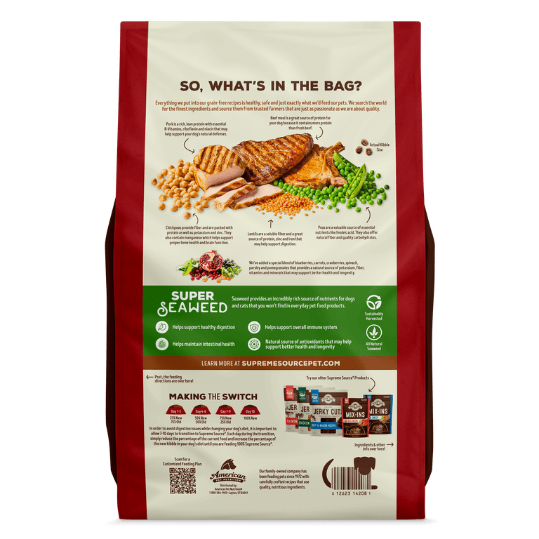 Supreme Source Grain-Free Dry Dog Food with Pork, Wild Boar, Peas supreme animal foodi
