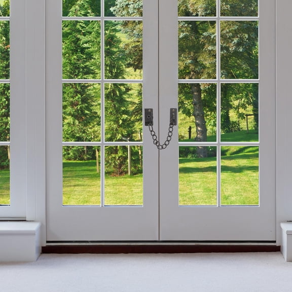 KONTONTY Black Window Lock with Stainless Steel Chain for Door Security