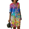 thumbnail image 1 of SMihono Robe d'Été Grande Taille pour Femmes 2023 Mode Robe Longue Décontractée à Manches Mi-Longues Col en V Imprimée, 1 of 5