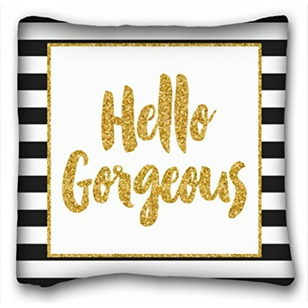 WinHome Hello gorgeous Black and Gold Moroccan Decorative Pillows Cushion Cover Best Pillow Cases Size 18x18 inches Two Side (Best Material For Cushion Covers)