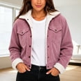 thumbnail image 2 of Women's Winter Sherpa Lined Corduroy Coat Button Down Warm Jacket Outerwear(Big & Tall,Adult), 2 of 5