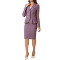 thumbnail image 4 of Conjunto de falda de 2 piezas para mujer INSPIRE CHIC, blazer peplum, falda lápiz de cintura alta, atuendo de trabajo, L Violeta, 4 of 6
