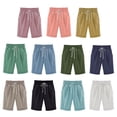 thumbnail image 5 of Bermuda Shorts for Women Summer Casual Cotton Pants Knee Length Bermuda Short Elastic Waist Drawstring Pocket Capris, 5 of 5