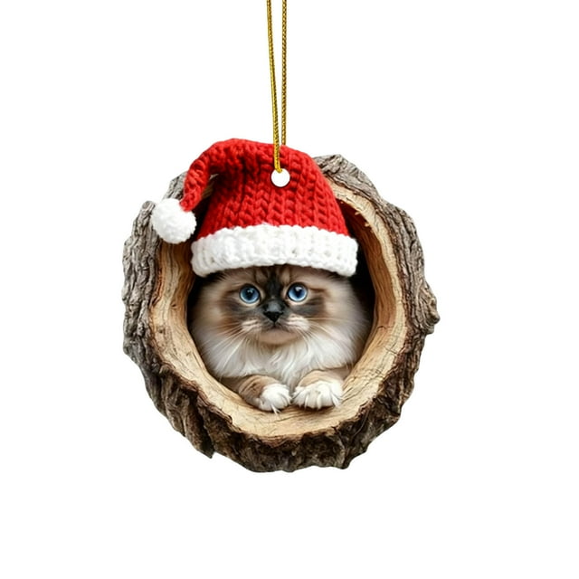 Adorno Navideño de Acrílico Plano Conmemorativo para Mascotas | Colgante de Acrílico | Adorables Motivos de Animales | Regalo Ideal para Navidad | Cordón Resistente | Elegante Caja de Regalo | Hecho