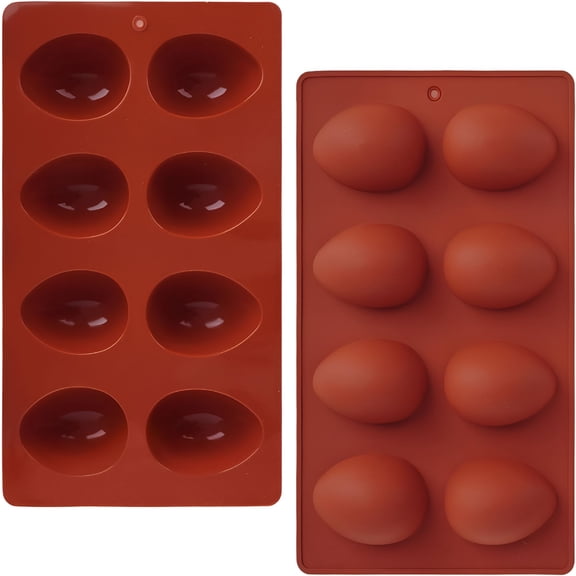 ACDANC 2Pcs 8-Cavity Silicone Easter Egg Molds,Egg Shaped Cake Pop Mold,Baking Supplies for Making Chocolate Jello Candy