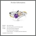 thumbnail image 5 of Gem Stone King 0.90 Ct Round Peach Morganite Purple Amethyst 925 Silver and 10K Yellow Gold Lab Grown Diamond Two Stone Crossover Ring (Size 8), 5 of 5