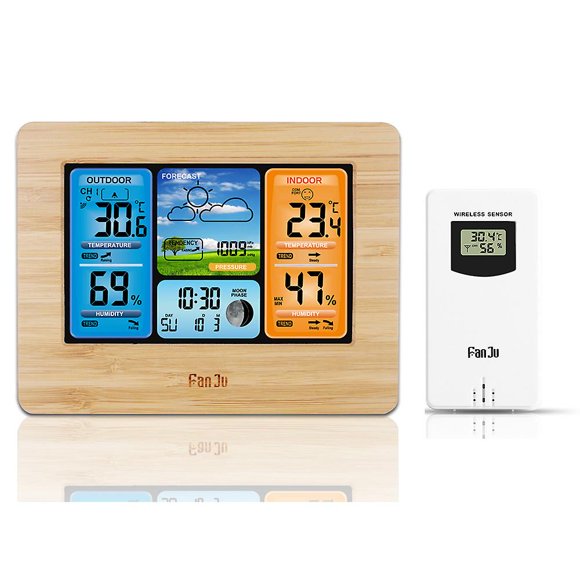 Wireless Weather Station Digital Weather Station Weather Station Thermometer with Alarm and Humidity Barometer Alarm Moon Phase Weather Clock with Out
