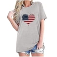 thumbnail image 1 of Tops Cortos para Mujeres Bandera de Moda Impresa Cuello Redondo, Camiseta de Manga 3/4 para Uso Diario, Casero Y Cómodo, 1 of 4