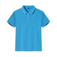 thumbnail image 4 of Lumtrix Boys Solid Uniform Short-Sleeve Polo Shirt | Breathable Short Sleeve Tops Collared Button Down Tees Sky Blue 140, 4 of 6