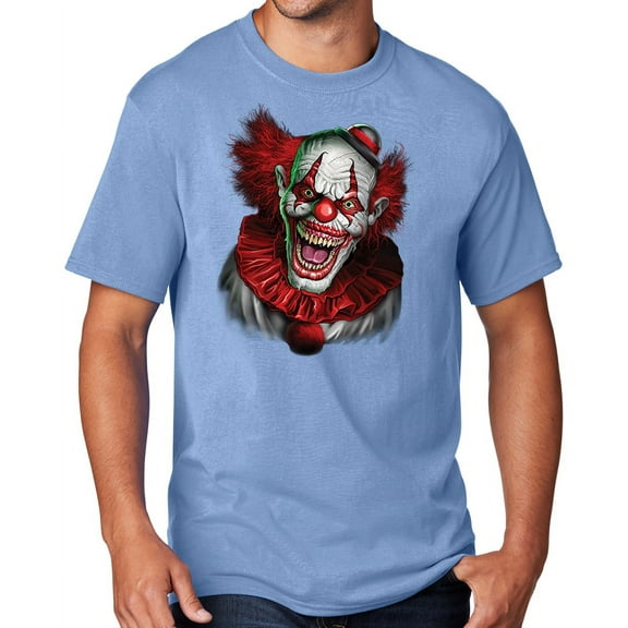 Men's Scary RED CLOWN T-shirt, 6XL Light Blue