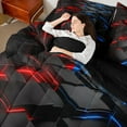 thumbnail image 4 of Erosebridal Geometry Geometric Bed in a Bag Full Size,Black Check Bed Set,Red Blue Light Bedding Full Size,Lightweight Bedroom Decorative Reversible,7-Piece, 4 of 6