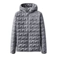 thumbnail image 3 of Custom Logo Zip Solid Color Quilted Hooded Blank White Duck Down Women Casual Down Puffer Jacket, 3 of 5