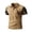 Khaki, variant on Men's Print Polo Shirt, Camo Color Block Short Sleeve Casual Top, Outdoor Western Style Golf Shirt for Men