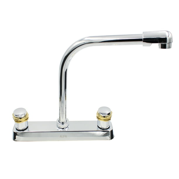 Llave Mezcladora Agua Fregadero O Tarja De Cocina Alfa Cromado Manerales Atenas Y Cuello Cobra
