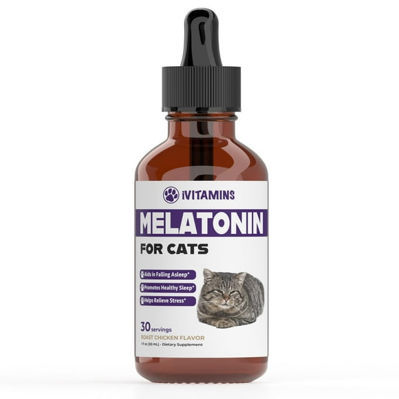 Cat Melatonin - Promotes Restful Sleep & Stress Relief - Calming Aid for Cats - Natural Anxiety Relief - 1 fl oz