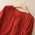 thumbnail image 6 of Outfmvch Linen Shirt Women Cotton Linen Short Sleeve Short Sleeve Beach Tees Linen Tops for Women Cotton Linen Floral Print Linen Shirts Red M, 6 of 8