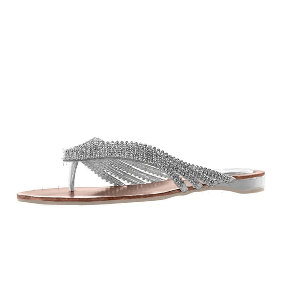 Nature Breeze Sandales Kylie-09 pour Femmes, Argent, 7.5