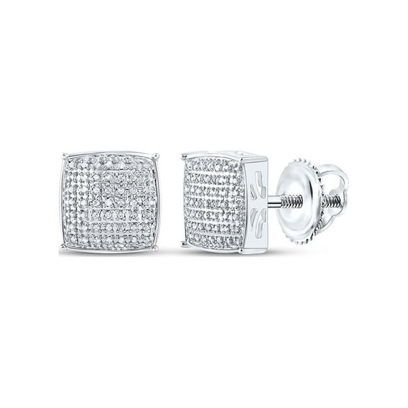 Macey Worldwide Jewelry 10k White Gold Mens Diamond Square Earrings 1/3 Ctw