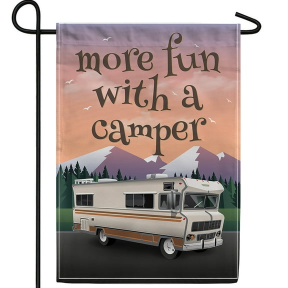 America Forever Camper Garden Flag Double Sided Trailer Van RV Camping Flags for Campers Seasonal Yard Outdoor Decorative Flag - 12.5 x 18 Inch