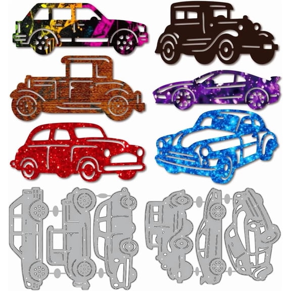 6 Styles Car Die Cuts for Card Making Cars Sedans Embossing Metal Cutting Dies Sports Cars Retro Cars Paper Craft Die Cuts Stencils for Scrapbooking Craft Paper Birthday Card Gift Decor Silver