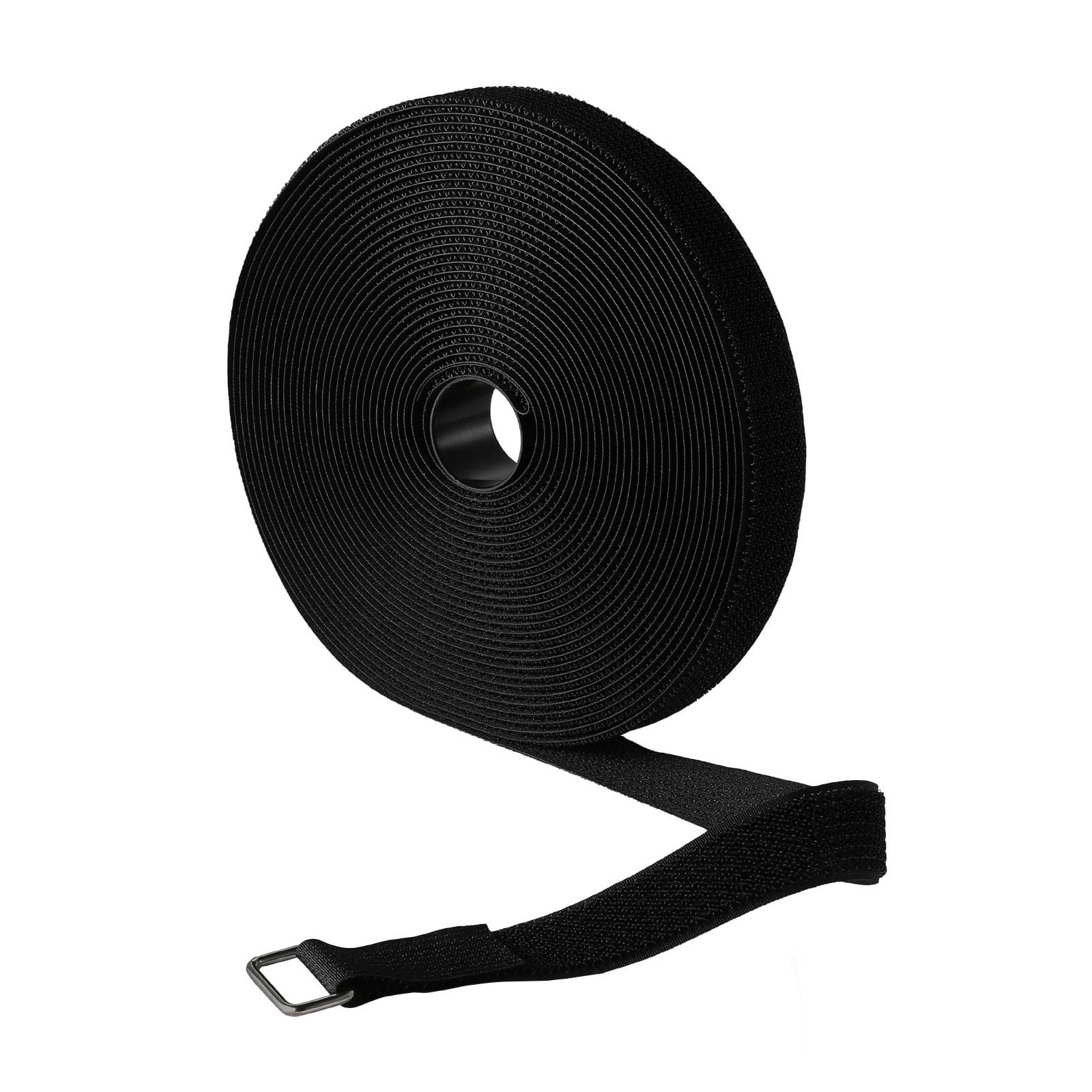 Heavy Duty Nylon Cable Straps with Metal Buckle 52.91LBS, Self-Adhesive Reusable Hook and Loop Tie Wraps for Cable Cord Hose Organization Storage