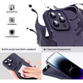 thumbnail image 3 of Liquid Silicone Case for iPhone 14 Pro, [True Liquid Silicone] [Anti Fingerprint] 4 Layer Phone Case Protective Cover, Full Coverage Around Camera & Built-in Microfiber, 6.1", Deep Purple, 3 of 14
