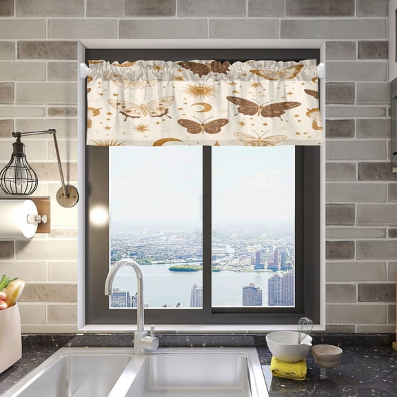 BZSMCE Alance Curtains Design Butterfly Pattern Design Modern Style Pattern Window Curtain Valance 52W" x 18L" for Kitchen Living Room Bedroom