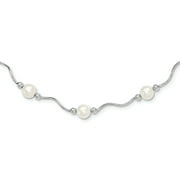 Lex & Lu Sterling Silver 6-7mm White FWC Pearl Necklace 18'' LAL25474