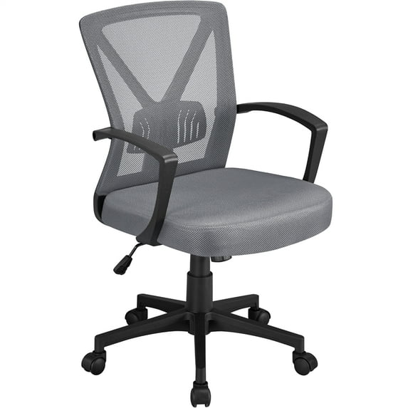 Yaheetech Adjustable Mesh Office Chair Mid Back Swivel Chair Executive Desk Chair Computer and Study Chair with Wheels, Dark Gray