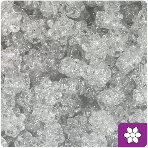 BeadTin Silver Sparkle 13mm Flower Pony Beads (250pcs)