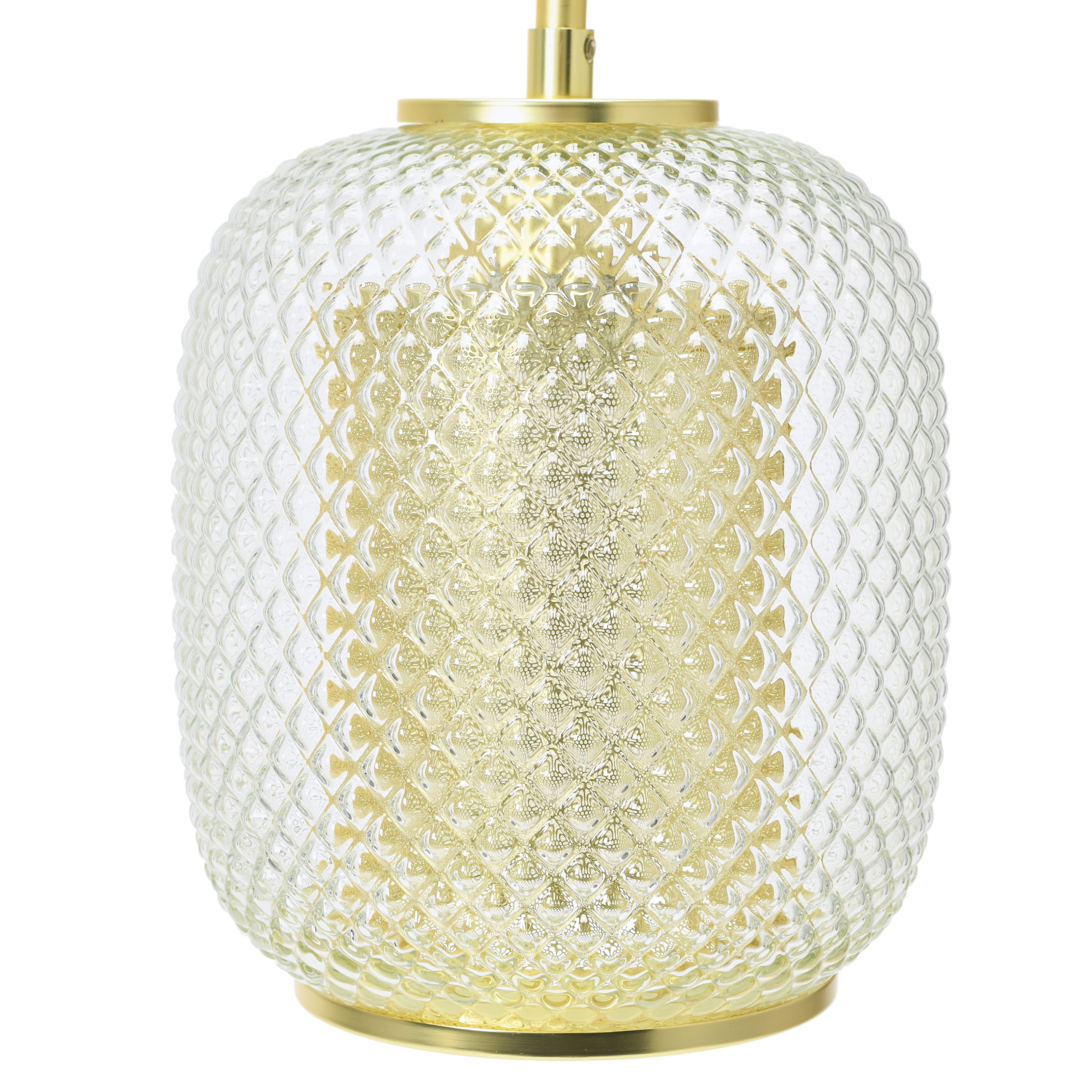 Creative Co-Op Vintage Embossed Glass and Metal Ceiling Light, Clear and Gold