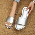 thumbnail image 6 of Mepaouo Women's Flat Sandals Open Toe Slip on Leather Slide Comfortable Fashion Beach Slippers Shoes, 6 of 8