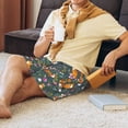 thumbnail image 2 of Daiia Wolf Fox In Flower Forest Mens Woven Stretch Pajama Short,Short Pajama Pants-Large, 2 of 7